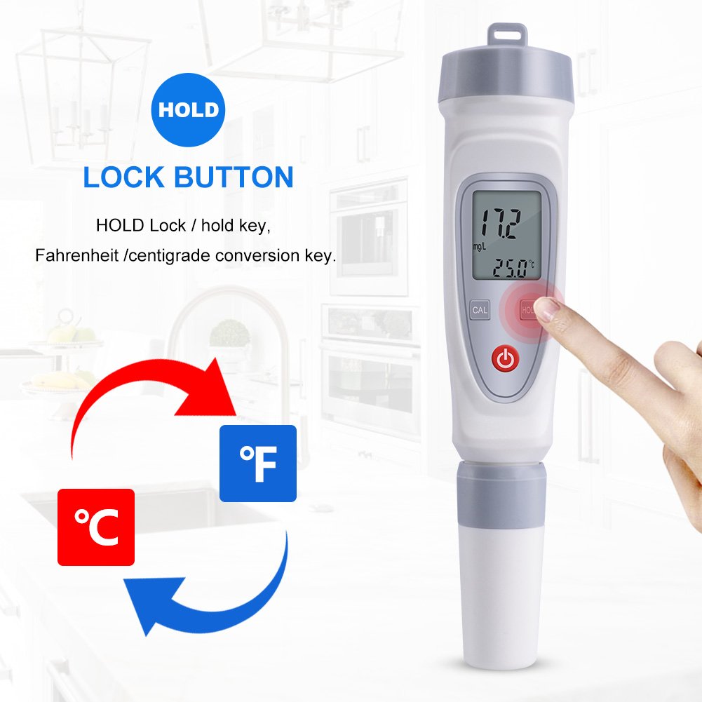 yieryi JPB-70A Portable Digital Pen Dissolved Oxygen Meter Water Quality Tester Dissolved Oxygen Detector Test Range 0-20 mg/l