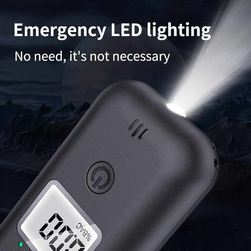 2024New Breath Alcohol Tester with Emergency LED Light Portable Handheld Drunk Driving Detector
