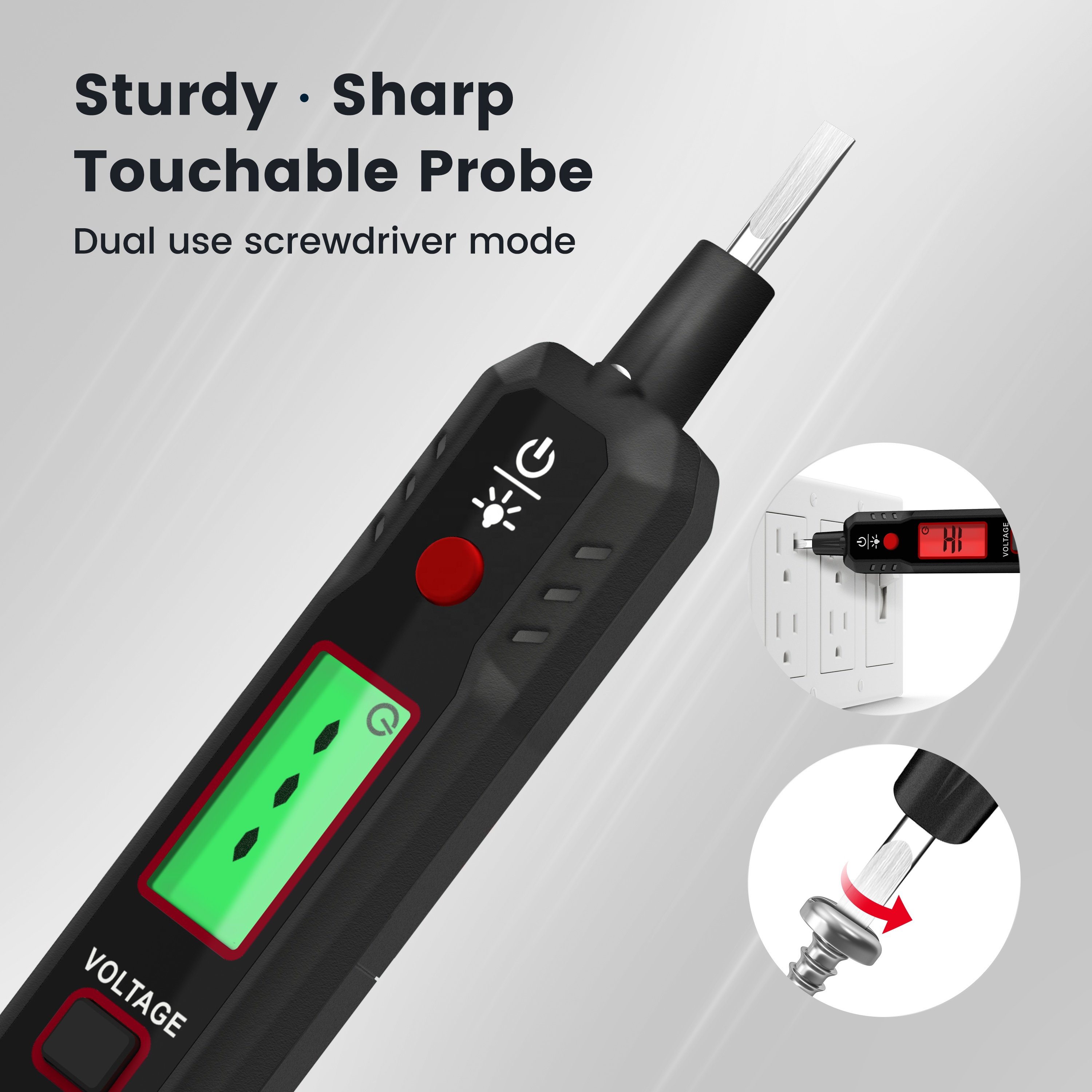 GVDA AC DC Voltage Detector Pen Meter 12-300V LCD Electric Sensor Test Pencil Circuit Breaker Finder Non-Contact Voltage Tester