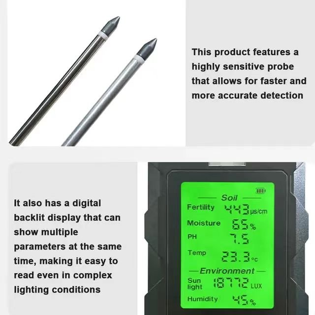 2024 New Model Smart 6-in-1 Soil detector for PH, Temperature, Moisture, and Fertility Testing
