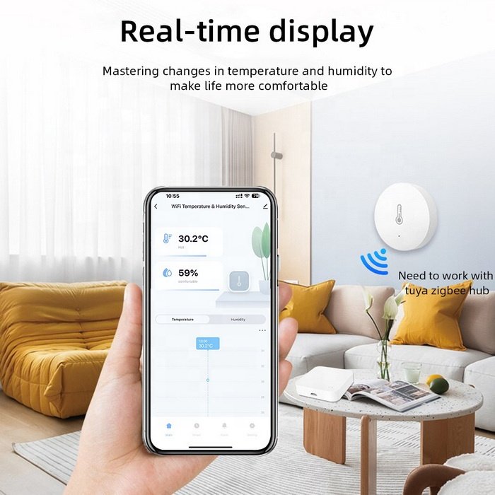 OEM ODM Tuya Zigbee Smart Home Alarm Thermometer Hygrometer meter Indoor wireless air temperature and humidity monitor sensor