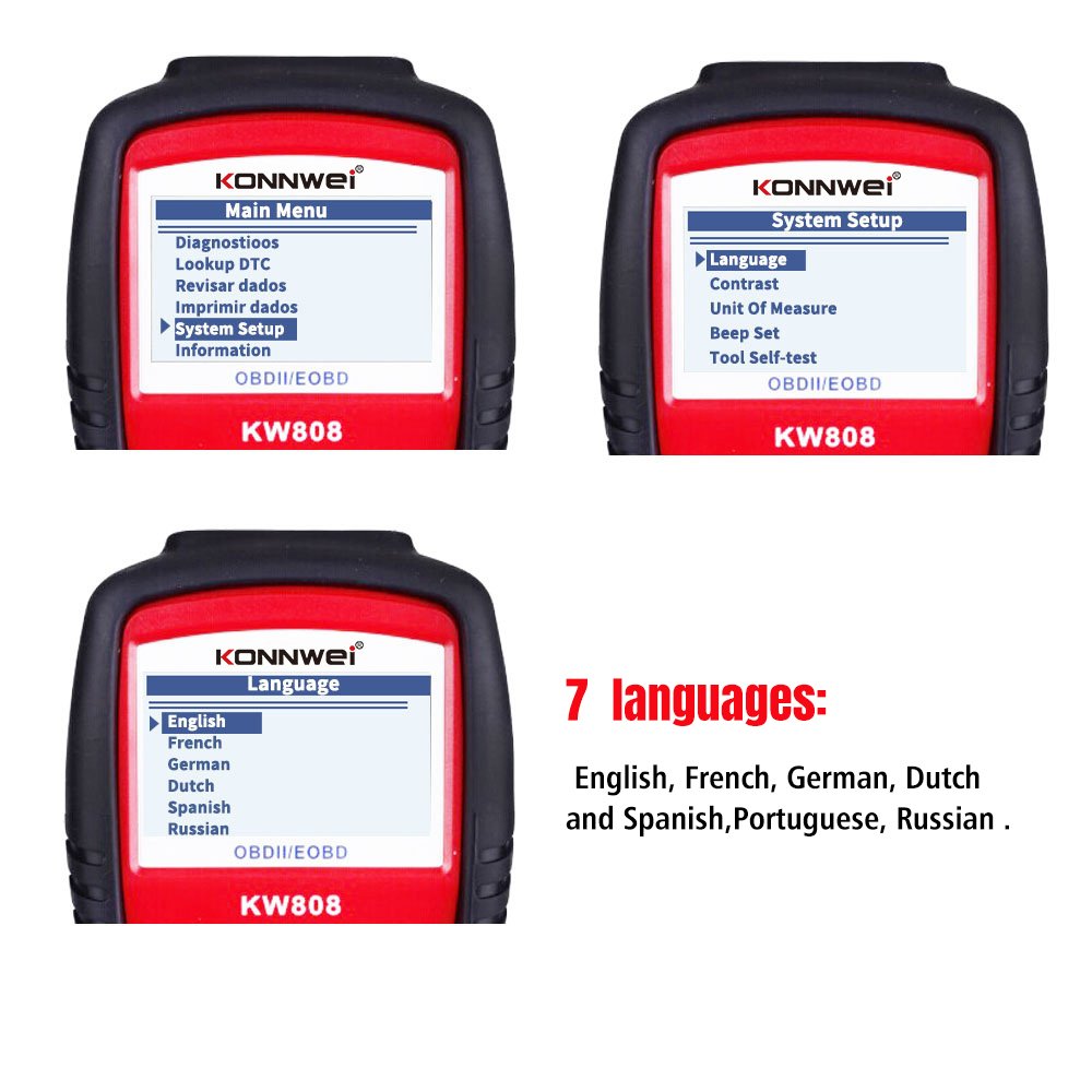 Factory direct vehicle diagnostic machine Konnwei kw808 OBD2 scanner autoescaner automotriz OBD2 diagnostic machine for all cars