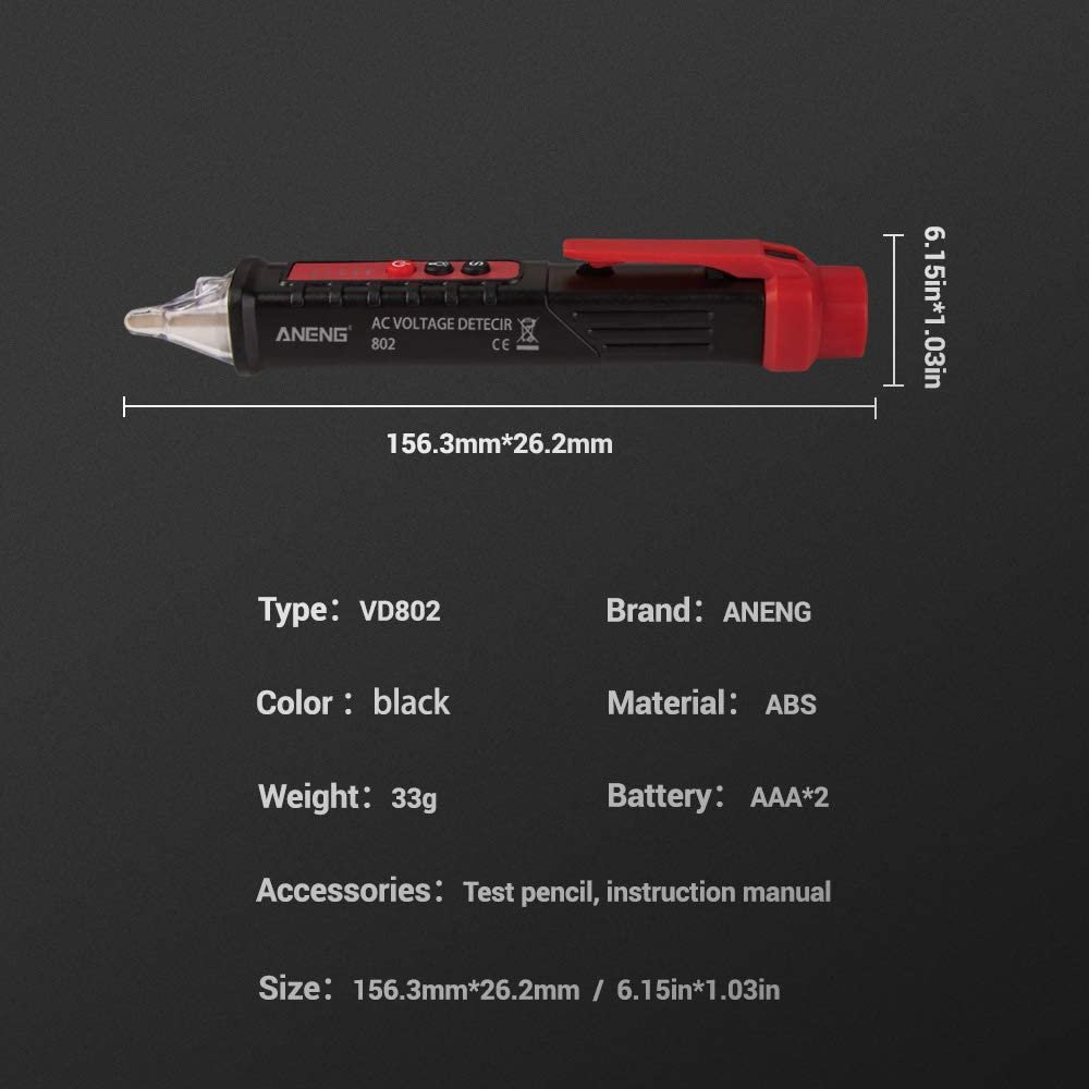 Non-contact AC Voltage Detector Meter 12V-1000v Pen Electric Indicator LED Outlet Voltage Dectetor Sensor Wit Tester