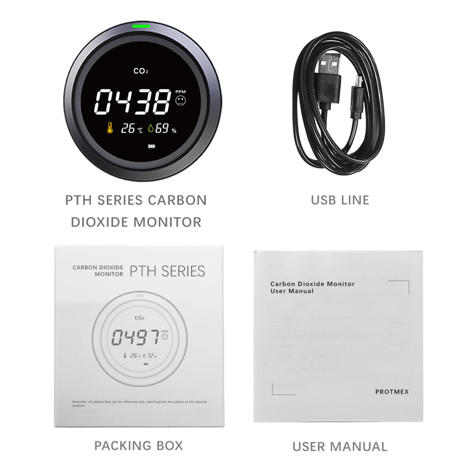 Air quality Temperature and humidity monitor Air monitor CO2 detector Household greenhouse