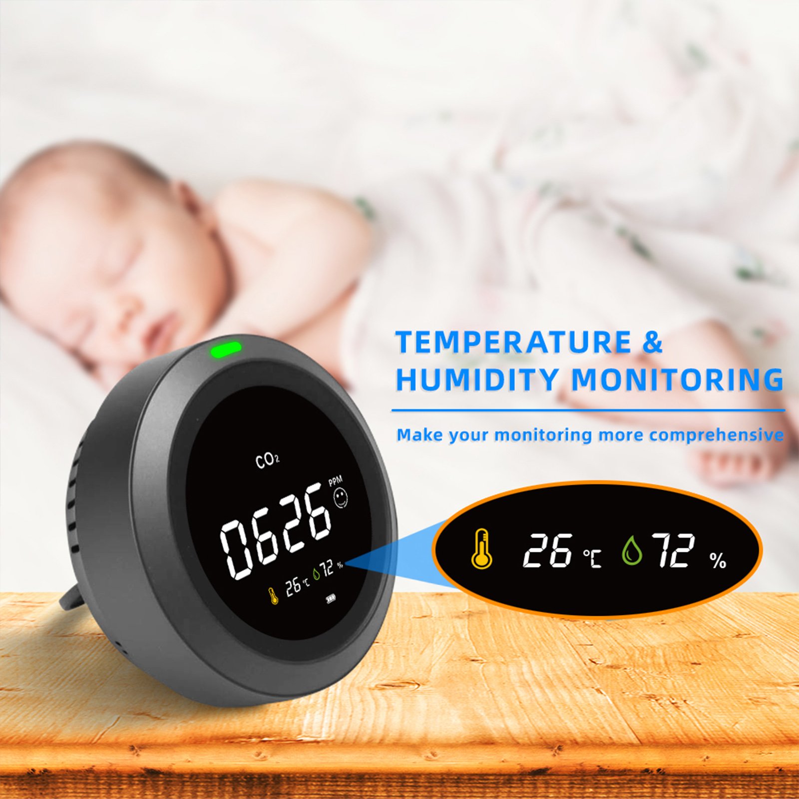 Air quality Temperature and humidity monitor Air monitor CO2 detector Household greenhouse