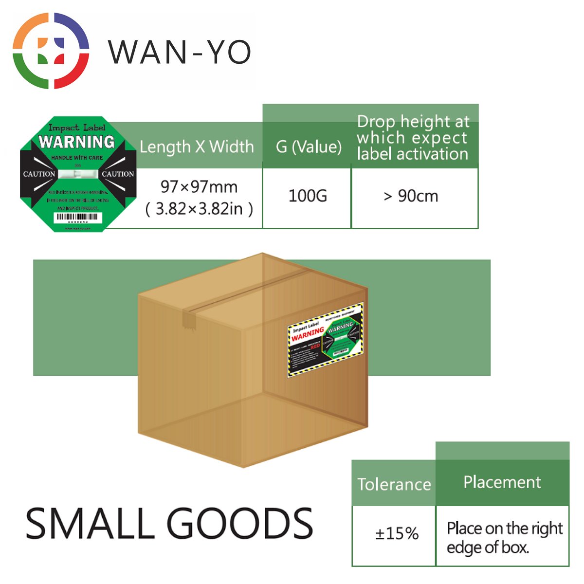 Impact and Vibration Detector - Impact Label 100G Wan-Yo