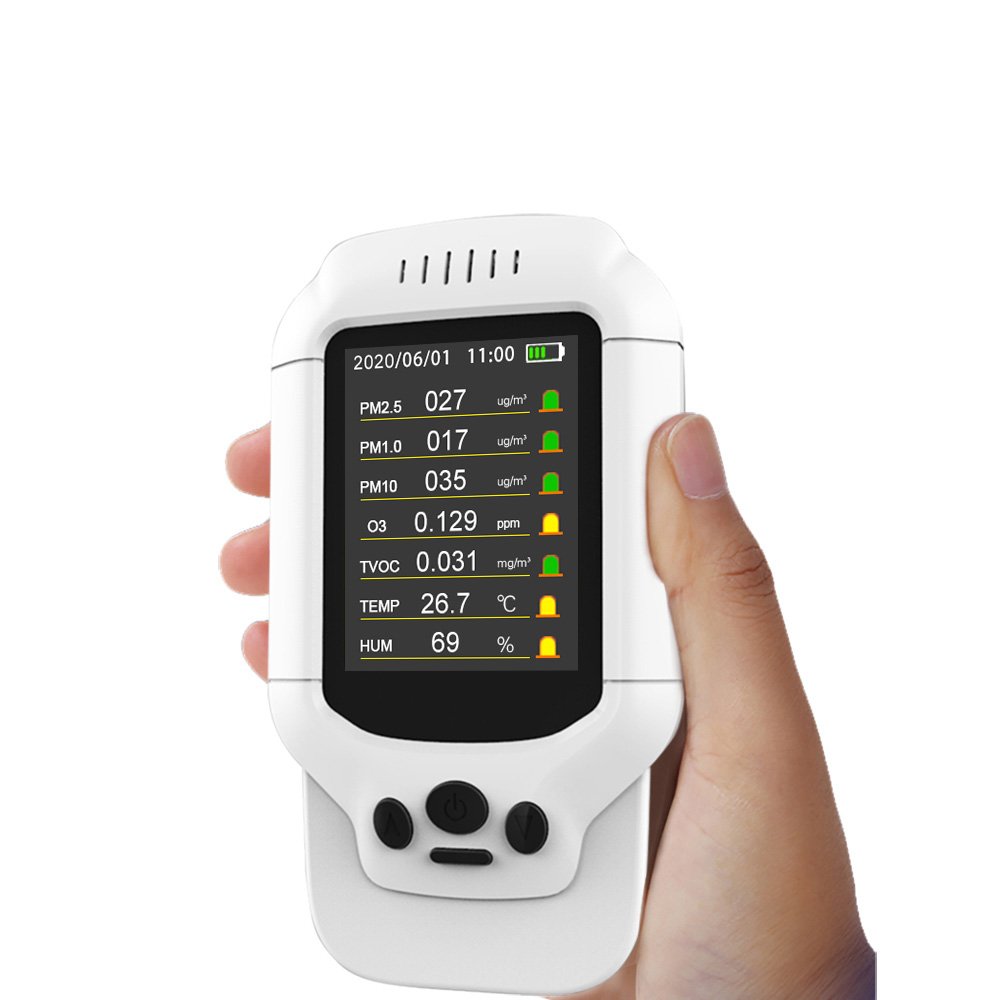 Handheld Ozone Gas Detector PM2.5 TVOC Monitor Meter Air Pollution Tester and Analyzer for O3 Concentration Measurement