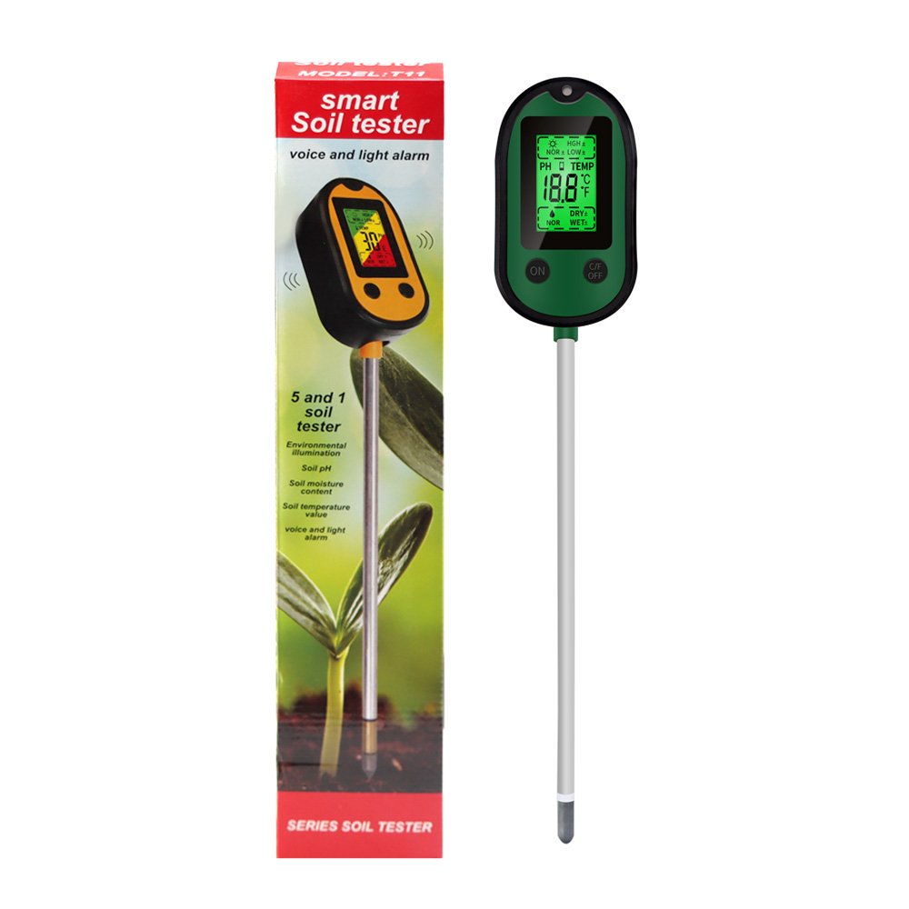 Handheld Digital Temperature Sunlight PH Soil Moisture Detector Meter For Vineyards Orchards Planters Lawn Gardens Agriculture