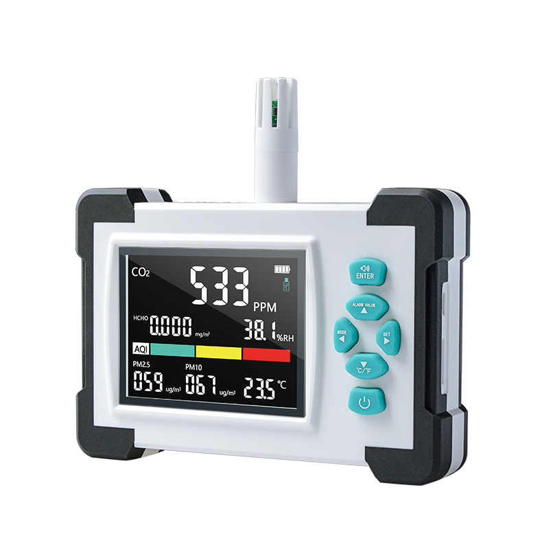 7-in-1 CO2 Meter Tester Carbon Dioxide Detector Air Quality Monitor TVOC,PM,HCHO,TEM,HUM
