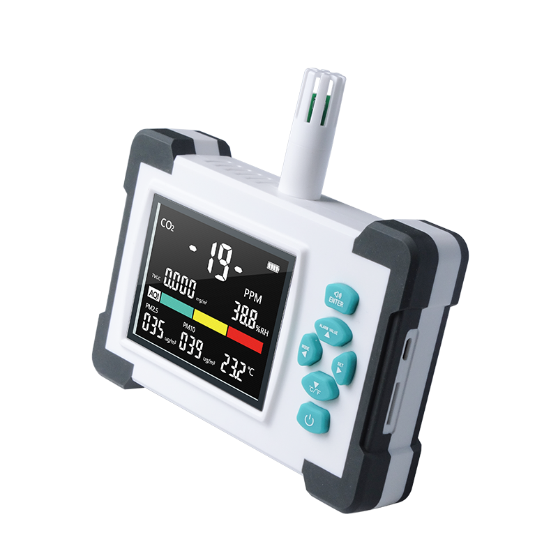 7-in-1 CO2 Meter Tester Carbon Dioxide Detector Air Quality Monitor TVOC,PM,HCHO,TEM,HUM