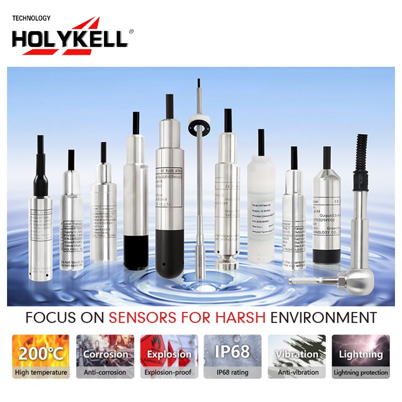 Holykell ultrasonic radar liquid level sensor deep well submersible water tank level sensor