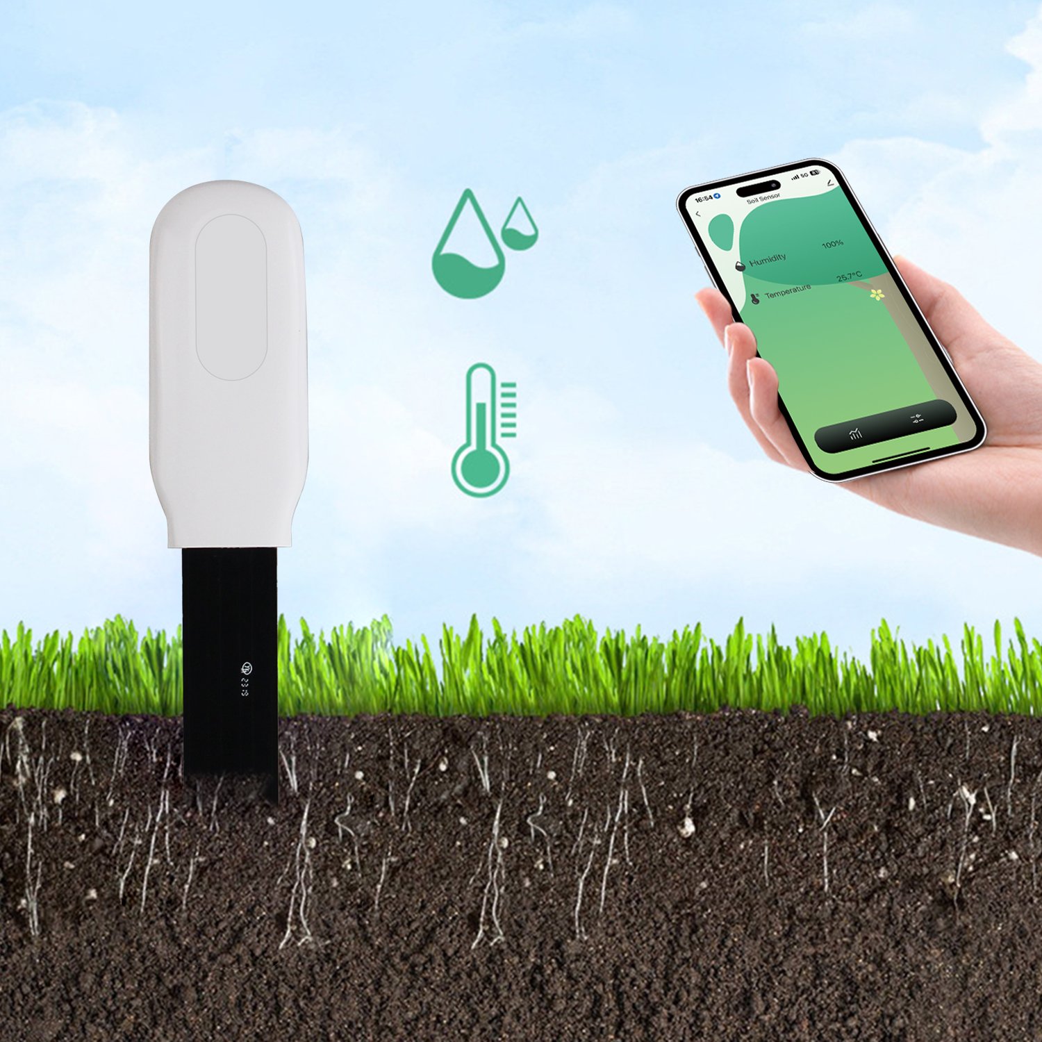TUYA APP Smart Blue tooth Soil Temperature Meter Moisture Humidity Sensor Garden Irrigation Plant Monitor Detector Tester