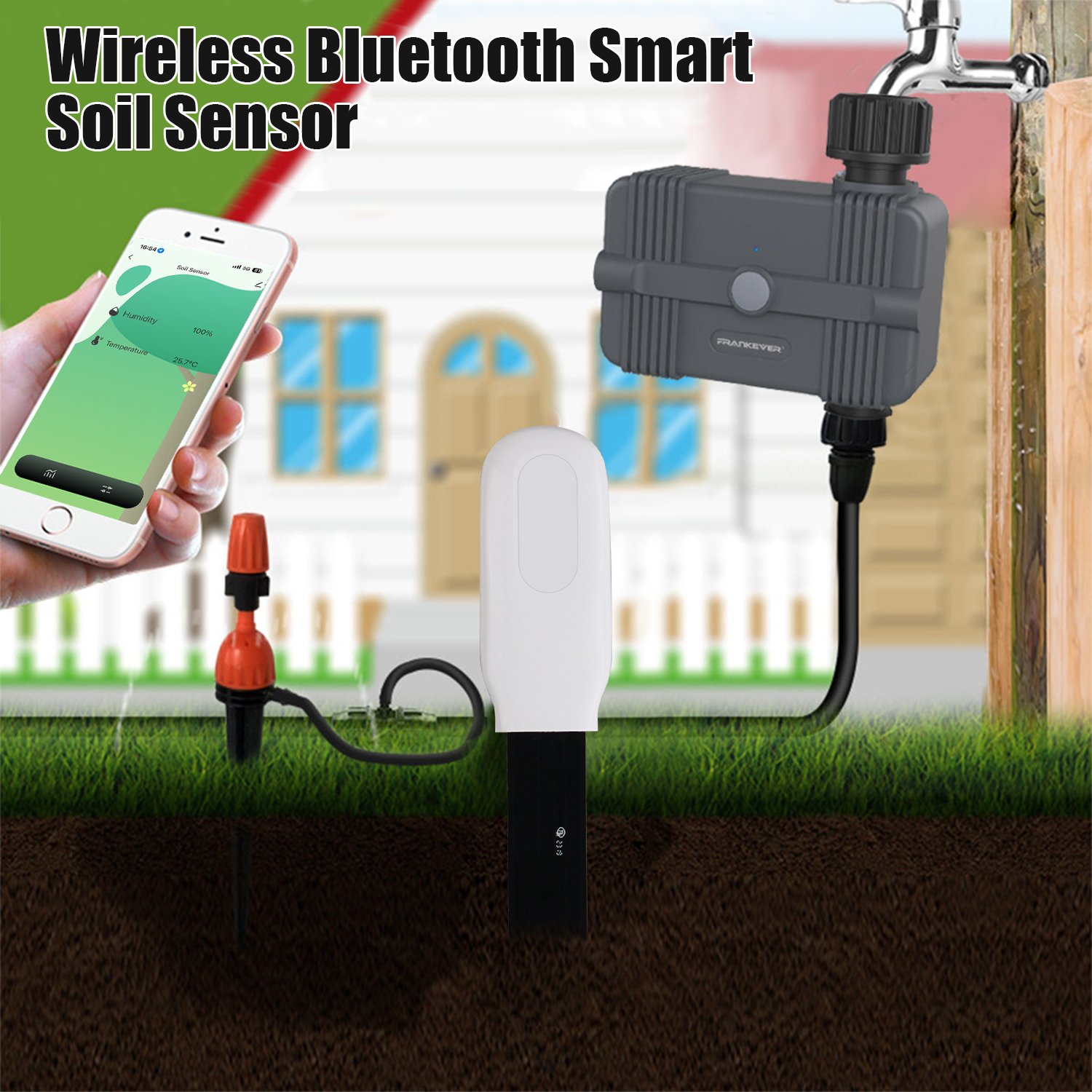 TUYA APP Smart Blue tooth Soil Temperature Meter Moisture Humidity Sensor Garden Irrigation Plant Monitor Detector Tester