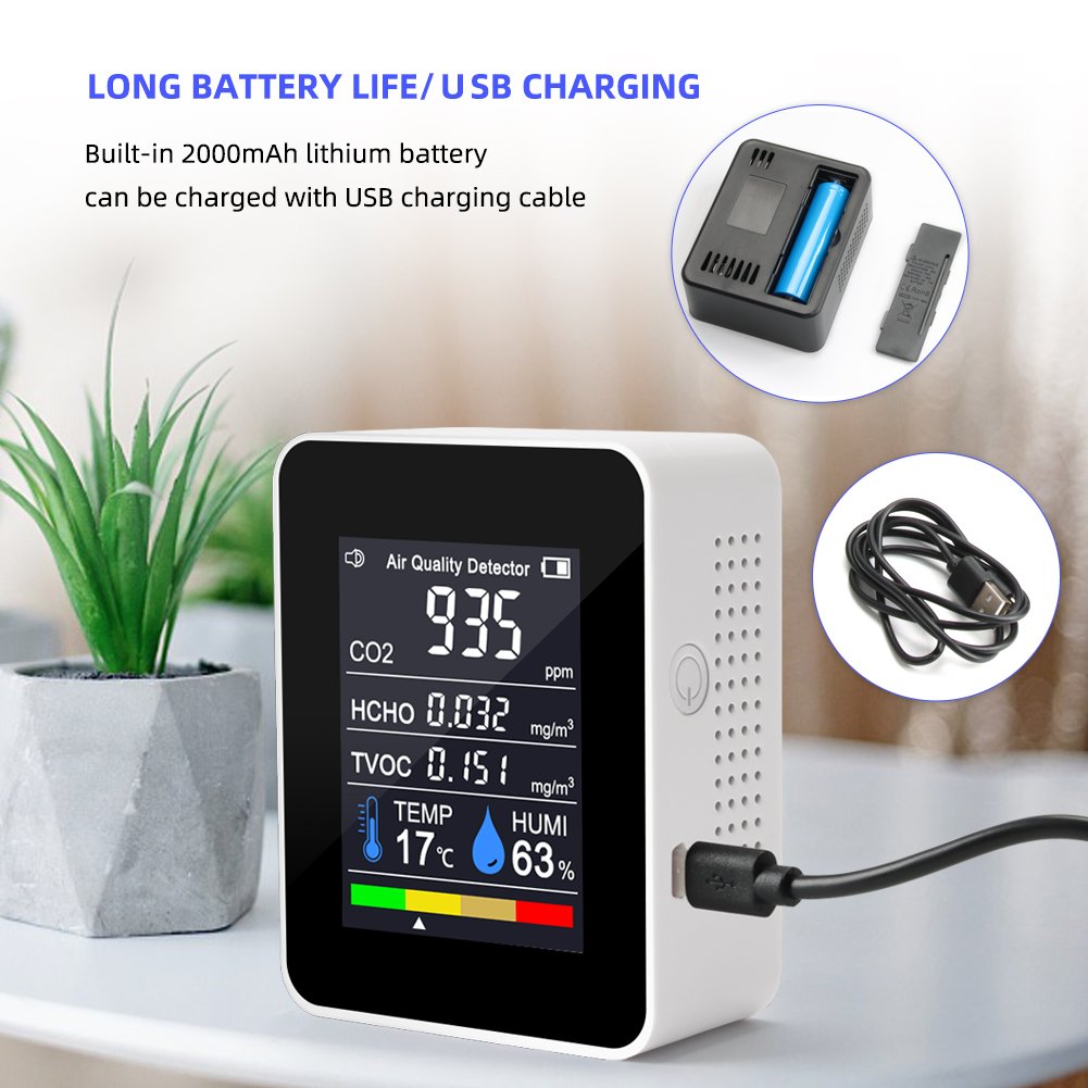High Quality Digital LCD 8 IN 1 Carbon Dioxide ,PM2.5 , PM1.0 ,PM10, TVOC HCHO Gas Quality Sensor Detector Air Quality Monitor