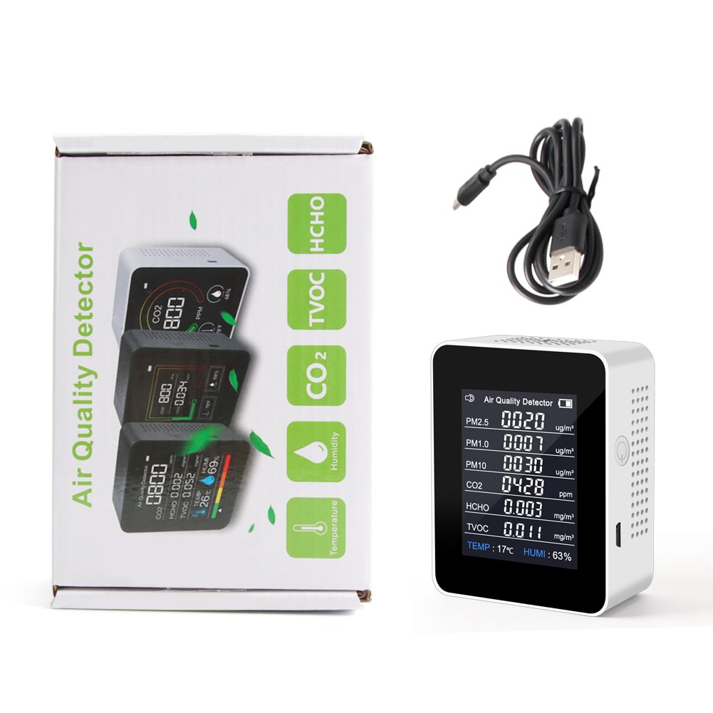 High Quality Digital LCD 8 IN 1 Carbon Dioxide ,PM2.5 , PM1.0 ,PM10, TVOC HCHO Gas Quality Sensor Detector Air Quality Monitor