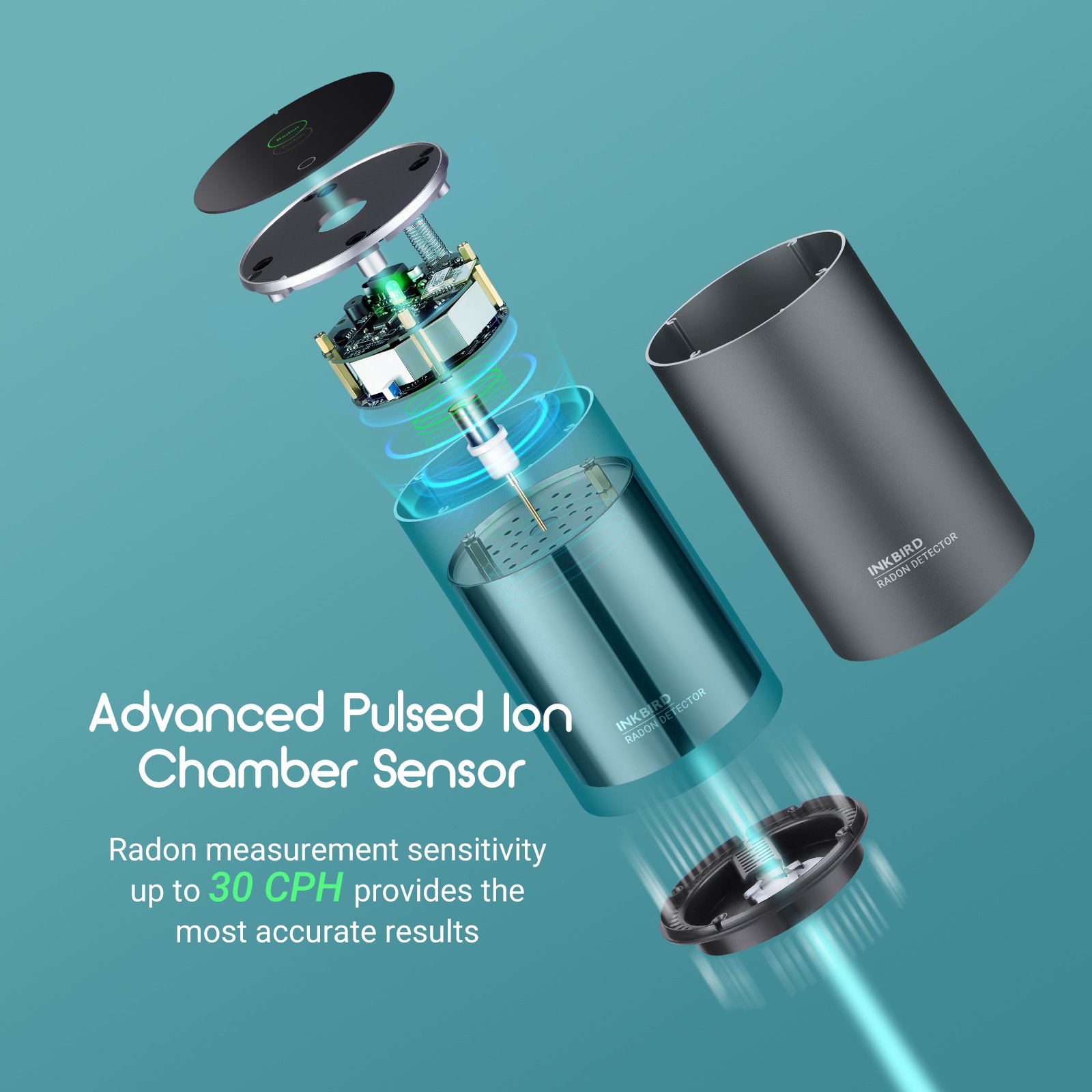 Tuya Smart WiFi Radon Air quality Monitor Short-term Long-term Radon Detector Digital Radon Monitor Smart Home Use Portable