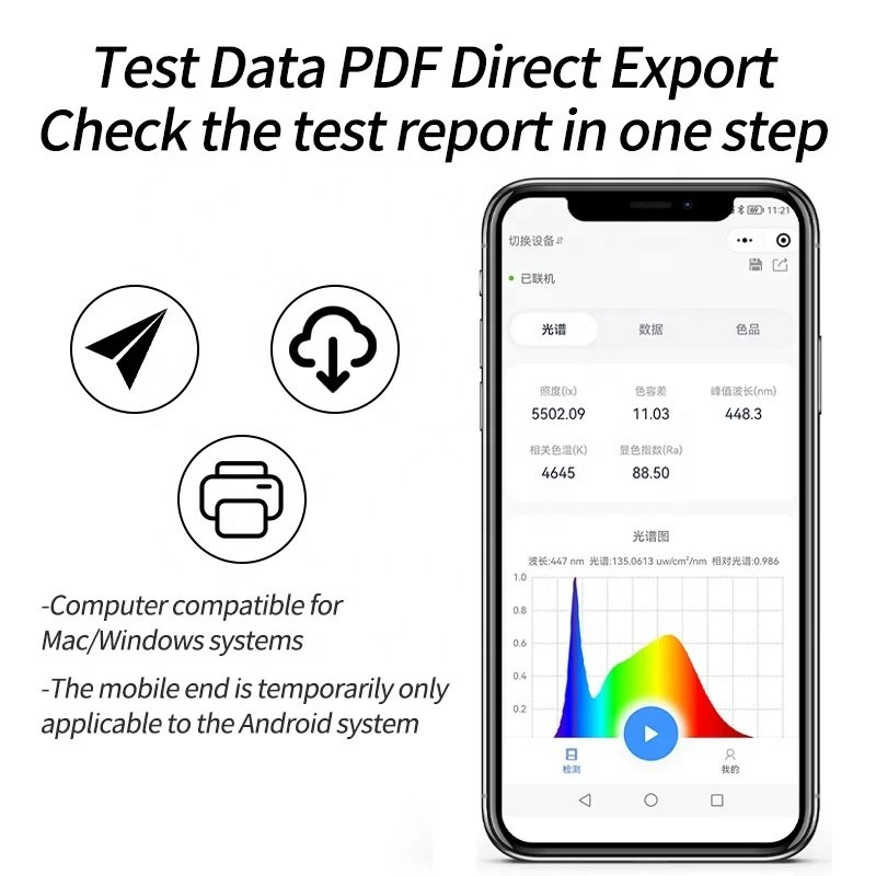 High Precision HP350C 380-780nm Handheld Analyzer Lux Meter CCT Light Tester Spectrometer
