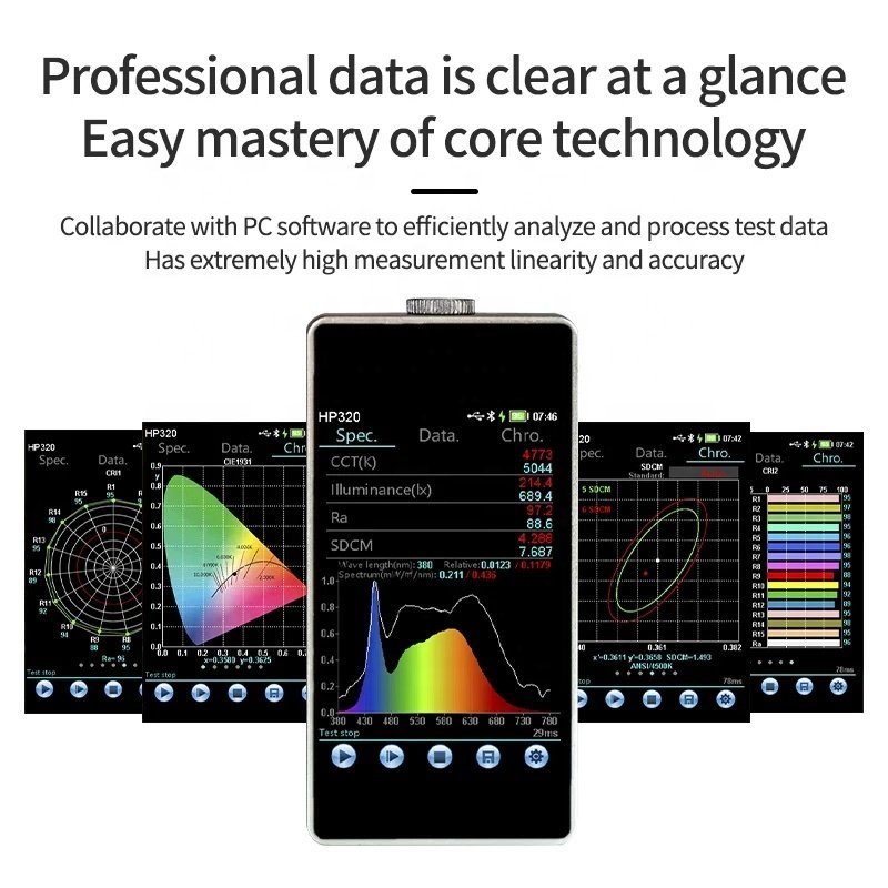 High Precision HP350C 380-780nm Handheld Analyzer Lux Meter CCT Light Tester Spectrometer