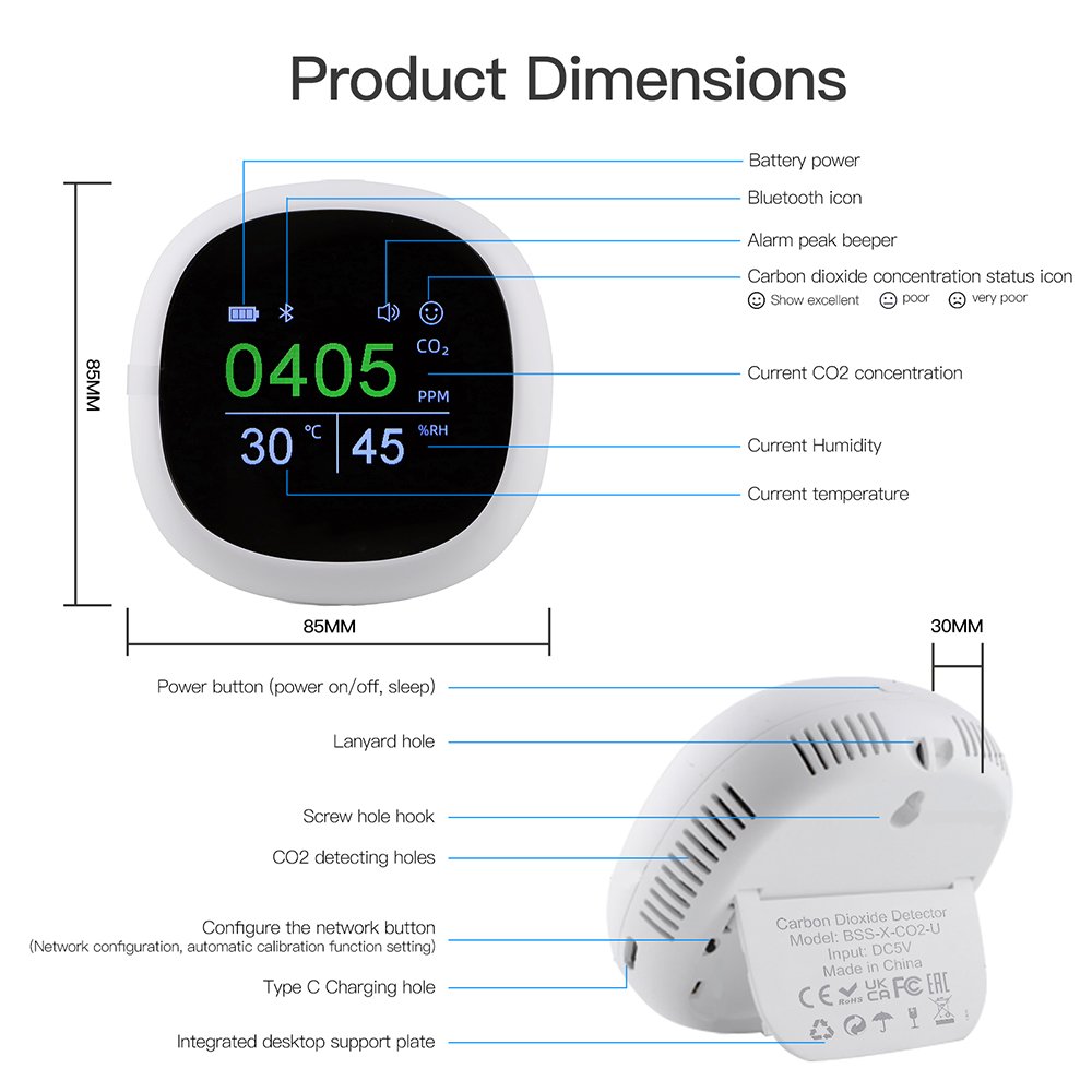 Hot Selling Portable Air Pollution Monitor Sensor Co2 Meter Digital Indoor Co2 Gas Detector Air Quality Monitor
