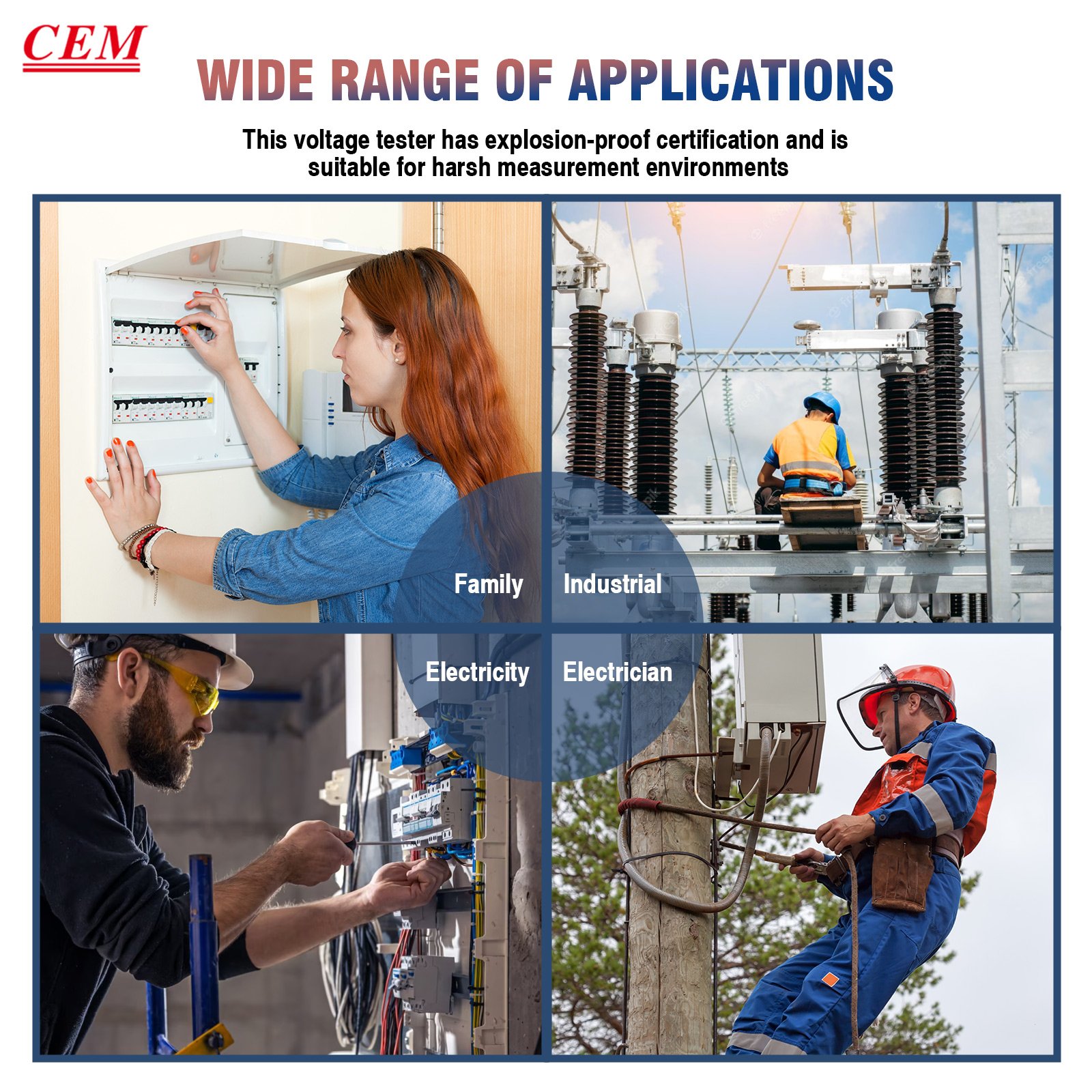 CEM AC-6 50-1000v Sound And Led Alarm Test Pen Type Non-contact Ac Voltage detector