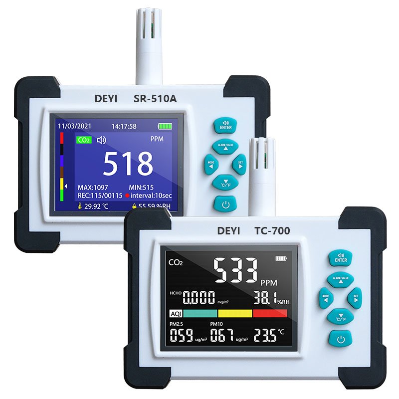 Air quality monitor CO2 carbon dioxide meter PM2.5 PM10 TVOC VOC Dust particles detector Gas analyzer multifunction tester