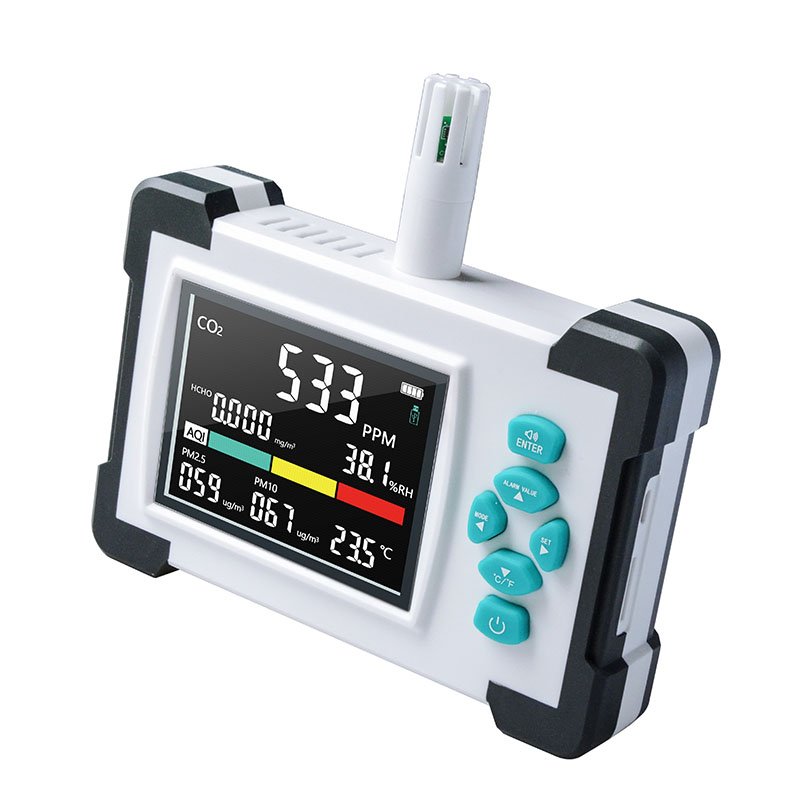 Air quality monitor CO2 carbon dioxide meter PM2.5 PM10 TVOC VOC Dust particles detector Gas analyzer multifunction tester