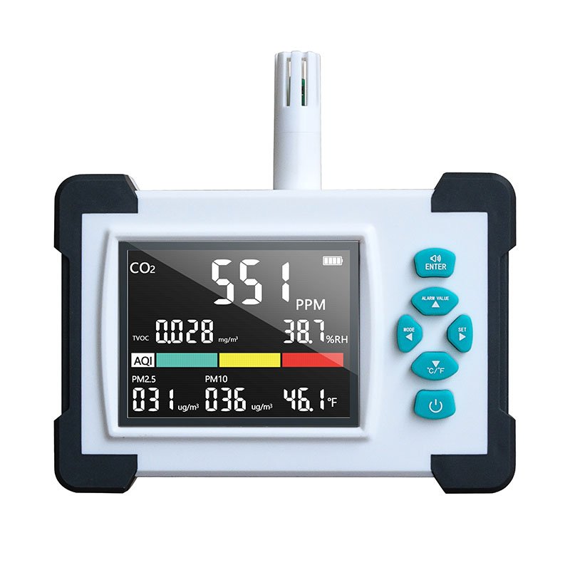 Air quality monitor CO2 carbon dioxide meter PM2.5 PM10 TVOC VOC Dust particles detector Gas analyzer multifunction tester