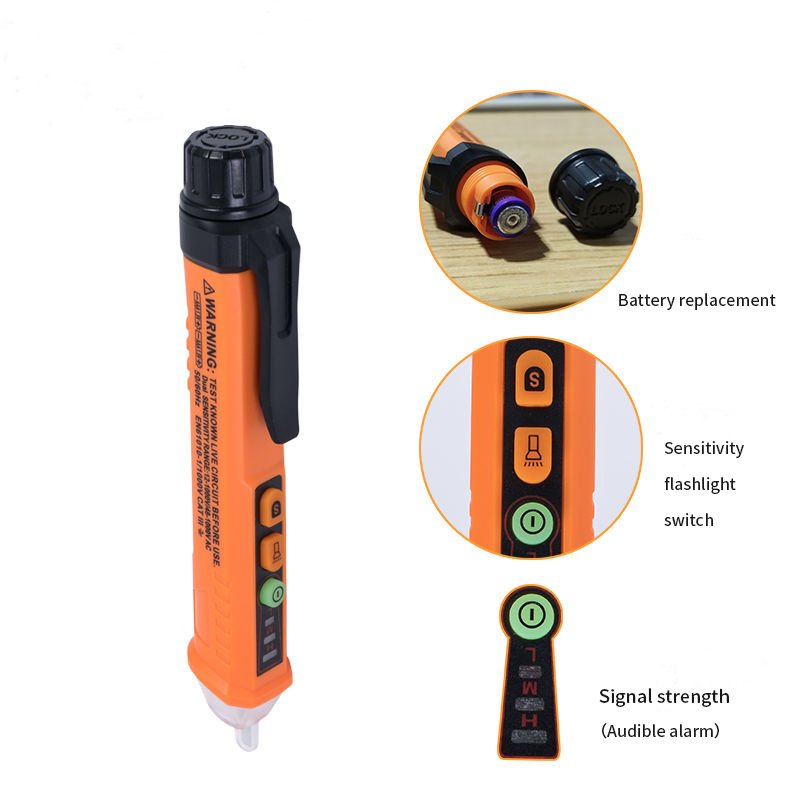 PEAKMETER PM8909 Craftsman Touchless AC live wire non-contact NCV detector voltage tester Pen Double Sensitivity Adjustment
