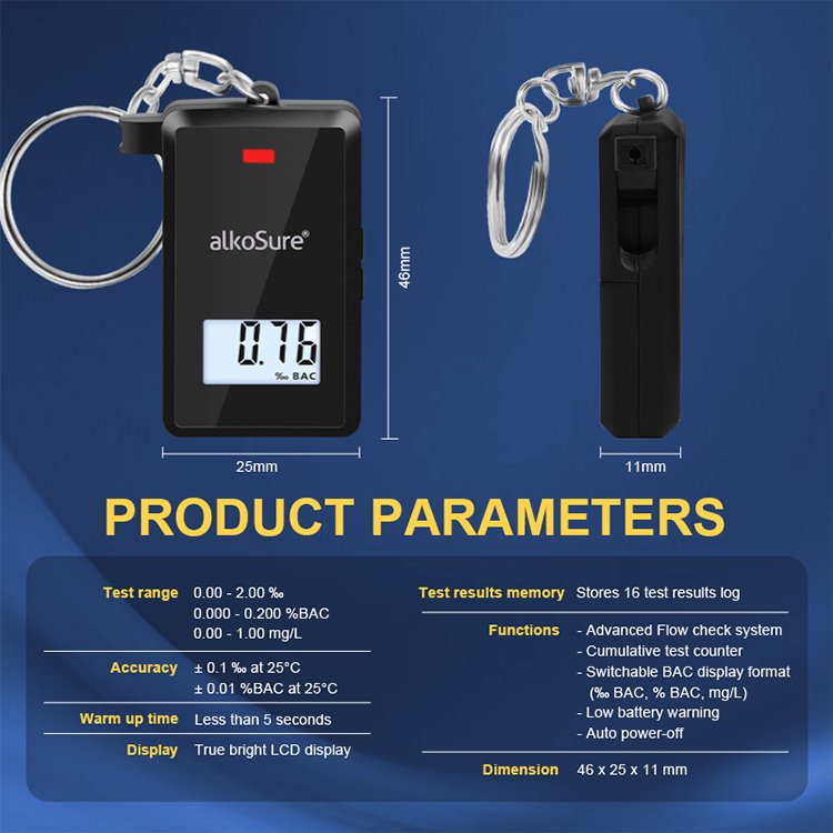 LCD Digital Alcohol Breath Tester Drive Safety Good Quality Alcohol Detector