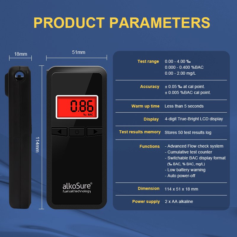 hot selling digital fuel cell alcohol breath tester breathalyzer