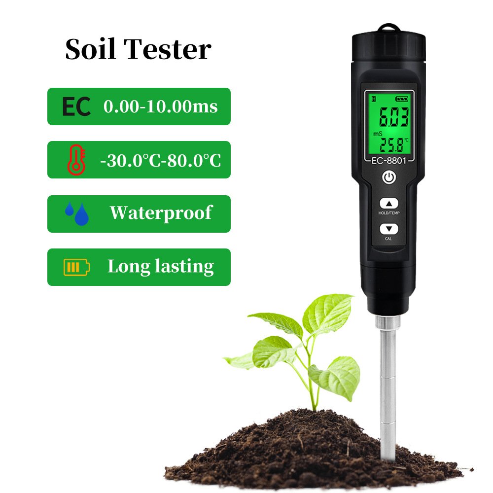 EC-8801 New EC TEMP Soil Tester for Gardens Potted Plants Horticulture Agriculture and Farms