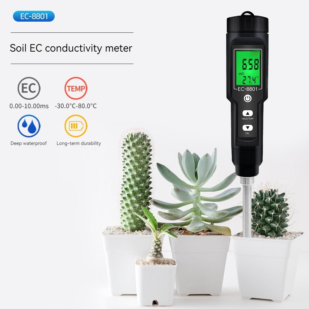 EC-8801 New EC TEMP Soil Tester for Gardens Potted Plants Horticulture Agriculture and Farms