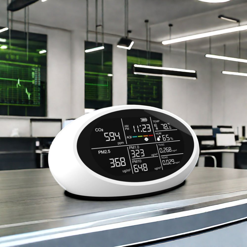 Multi-Air Quality Monitor Tester Analyzer CO2 Detector PM2.5/1.0/10 Meter Formaldehyde TVOC Sensor AQI TEMP HUM Gas Analyzers