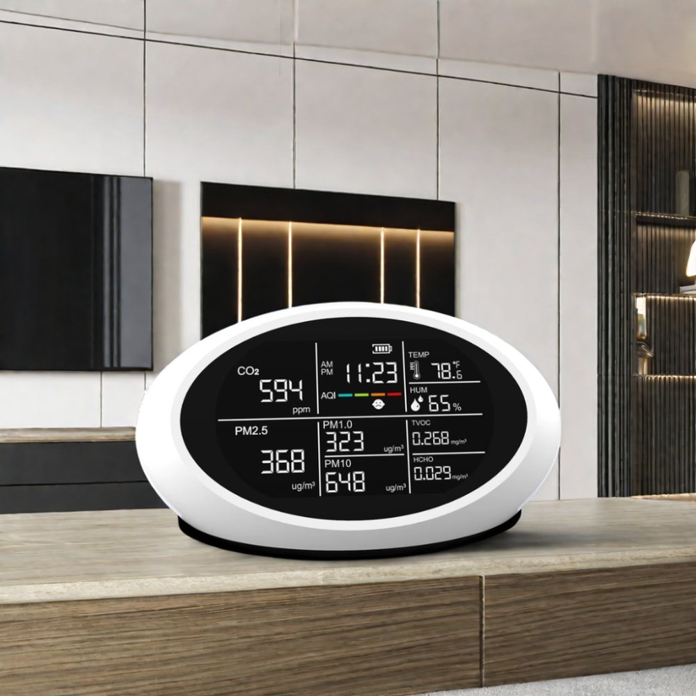 Multi-Air Quality Monitor Tester Analyzer CO2 Detector PM2.5/1.0/10 Meter Formaldehyde TVOC Sensor AQI TEMP HUM Gas Analyzers