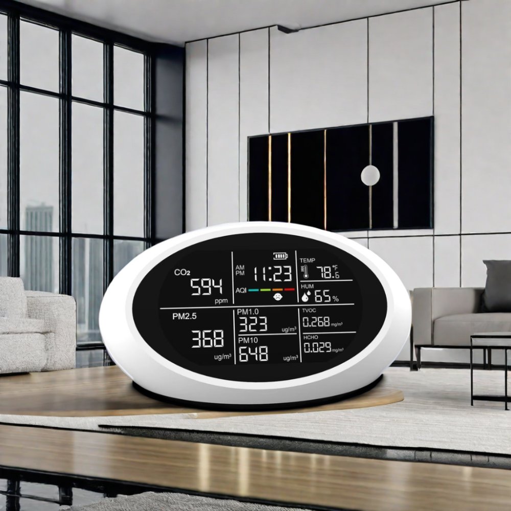 Multi-Air Quality Monitor Tester Analyzer CO2 Detector PM2.5/1.0/10 Meter Formaldehyde TVOC Sensor AQI TEMP HUM Gas Analyzers