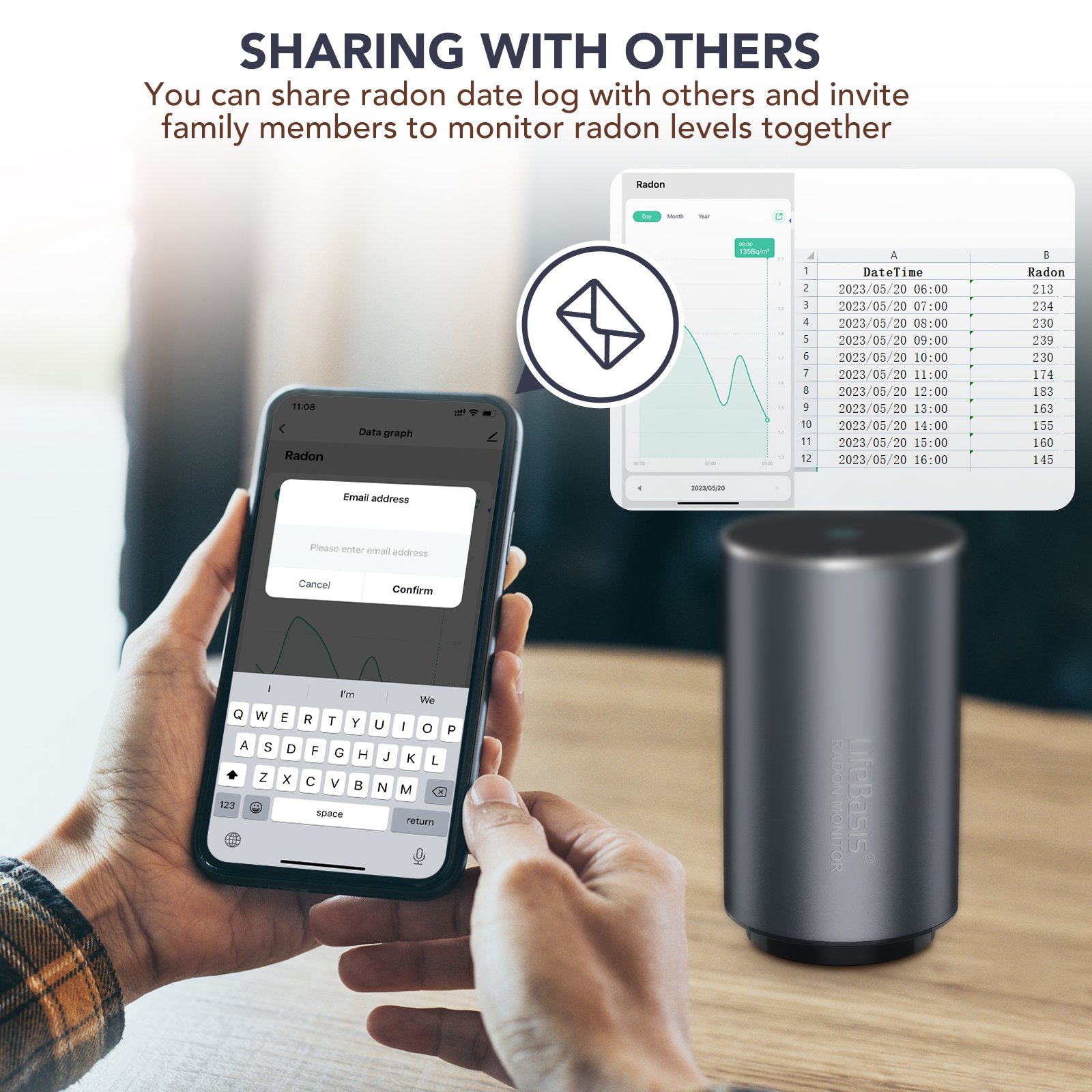 Lifebasis WIFI Home Radon Detector with Pulse Ion Chamber Sensor