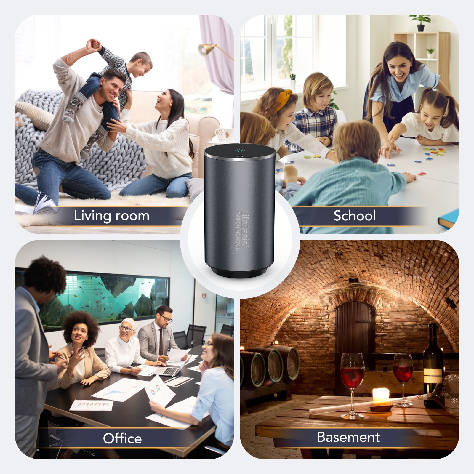 Lifebasis WIFI Home Radon Detector with Pulse Ion Chamber Sensor