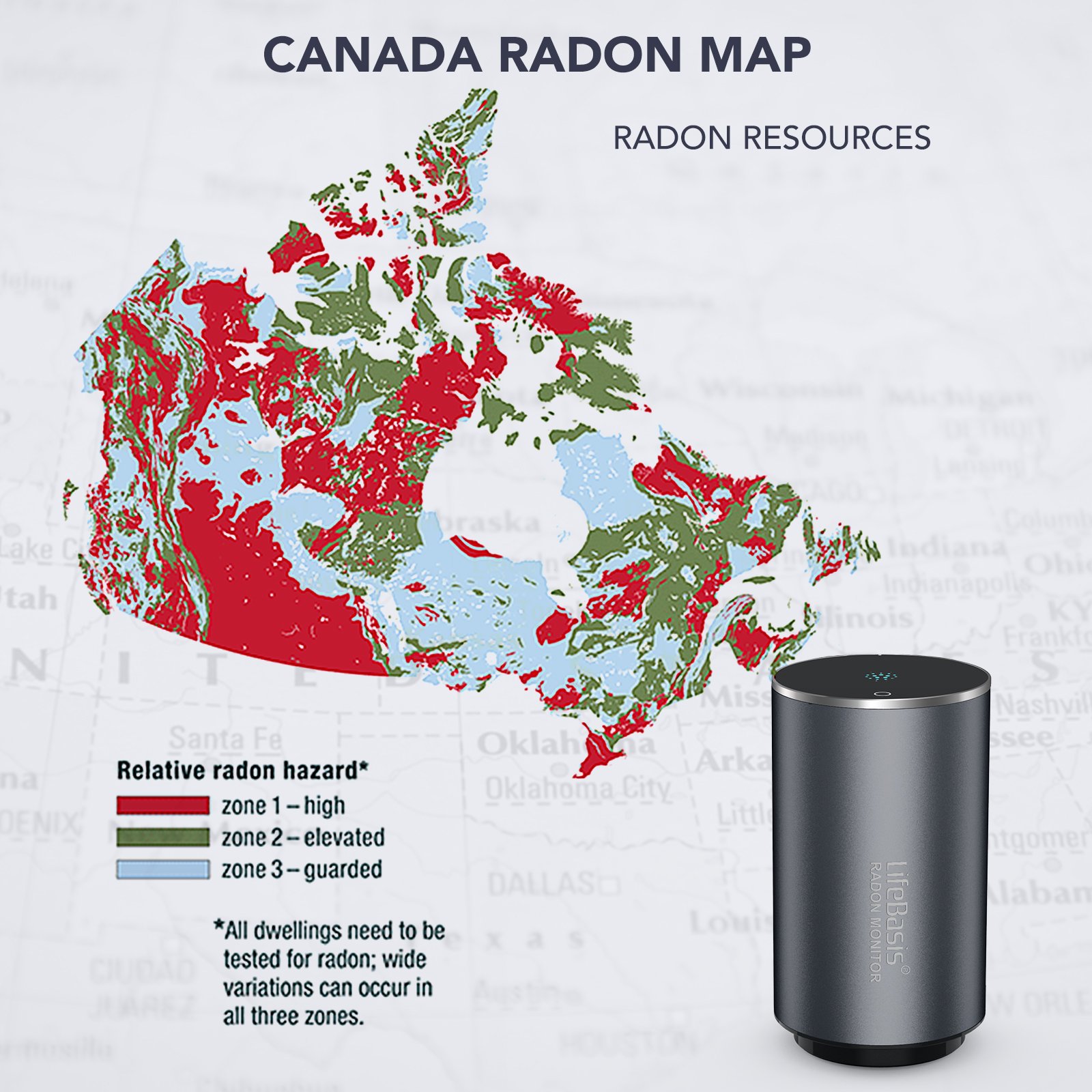 Lifebasis WIFI Home Radon Detector with Pulse Ion Chamber Sensor