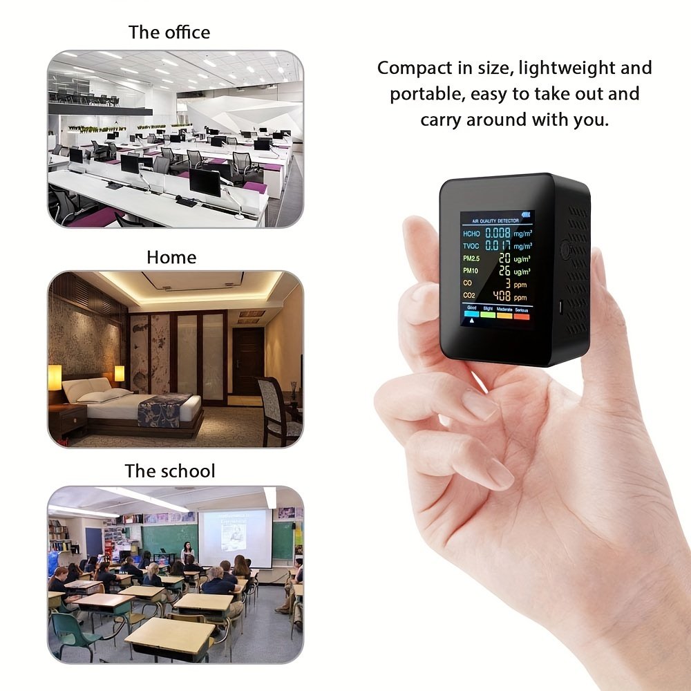 6 IN 1 Hot Selling Detector Indoor Temperature Humidity Tester Carbon Dioxide Detector Real Time Reading