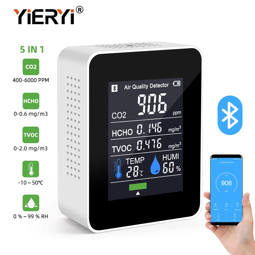 Newest smart Air Monitor APP Control LCD Digital TVOC HCHO Detector USB Charge S CO2 Meter