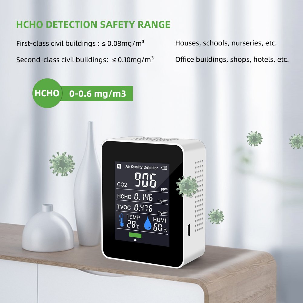 Newest smart Air Monitor APP Control LCD Digital TVOC HCHO Detector USB Charge S CO2 Meter