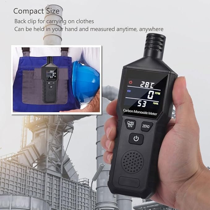 CO Gas Tester with LCD Color Display, Handheld 3-in-1 Carbon Monoxide Detector(CO/Temperature/Humidity Display)