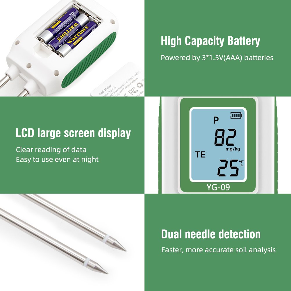 Portable LCD Large Screen Display Soil Nutrient Tester Soil NPK Sensor Soil Detector Analyzer