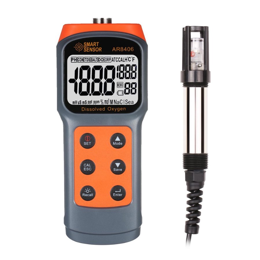 SMART SENSOR AR8406 Portable Digital Dissolved Oxygen Analyzer Detector Meter DO/Water Quality Tester