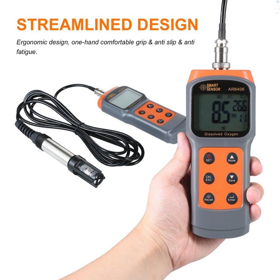 SMART SENSOR AR8406 Portable Digital Dissolved Oxygen Analyzer Detector Meter DO/Water Quality Tester