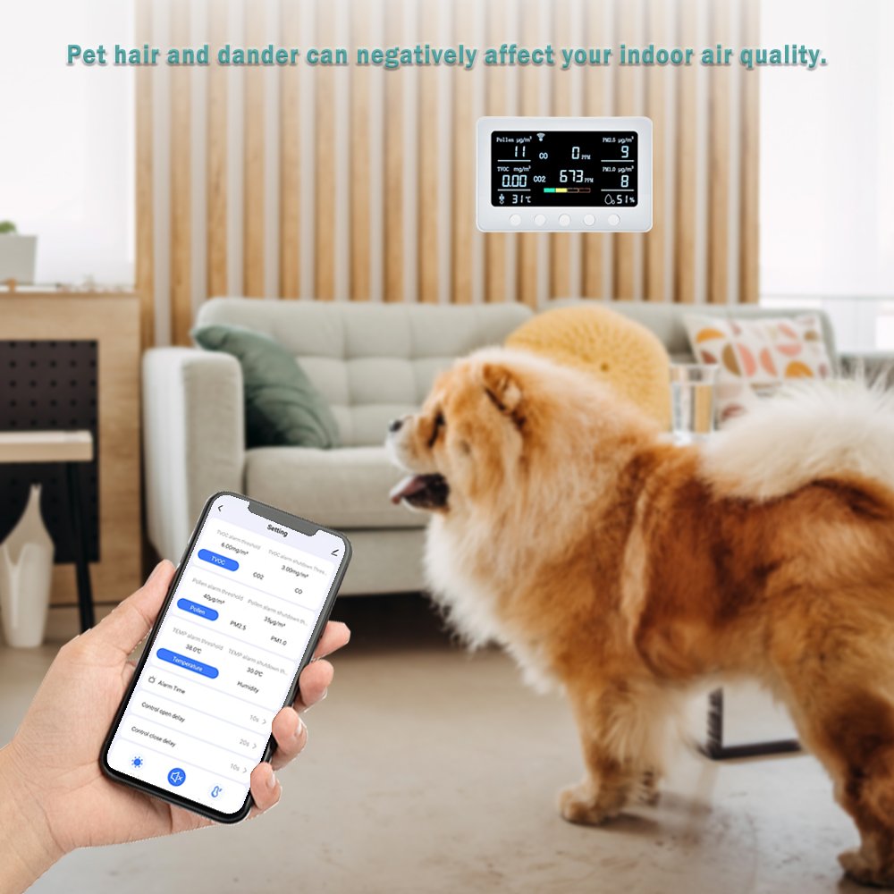 Pollen/CO/CO2/PM2.5/1.0/TVOC/humidity/temperature 8 in1 gas tester Diffuser monitor CO2 Gas Detector Indoor LCD Display RS485