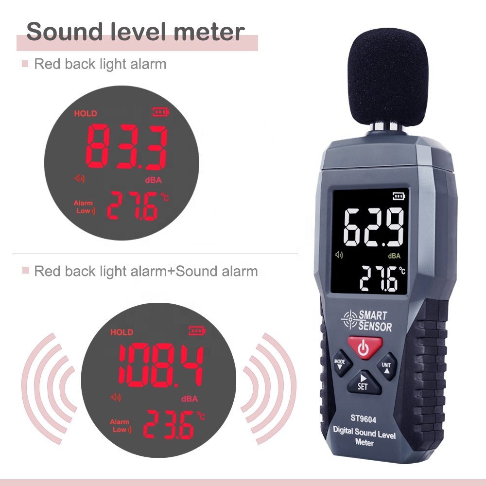 Smart Sensor ST9604 30-130 dB Noise Level Decibel Detector Audio Tester Metro Diagnostic-Tool Digital Sound Level Noise Meter