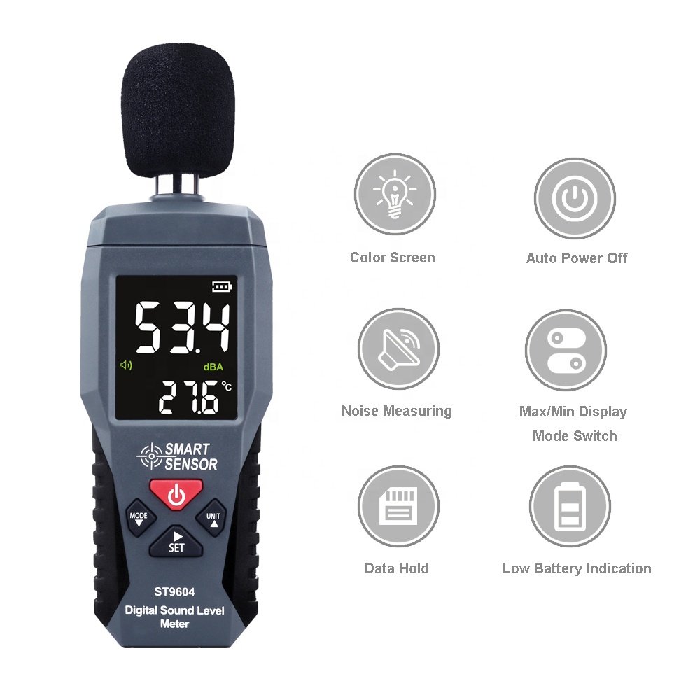 Smart Sensor ST9604 30-130 dB Noise Level Decibel Detector Audio Tester Metro Diagnostic-Tool Digital Sound Level Noise Meter
