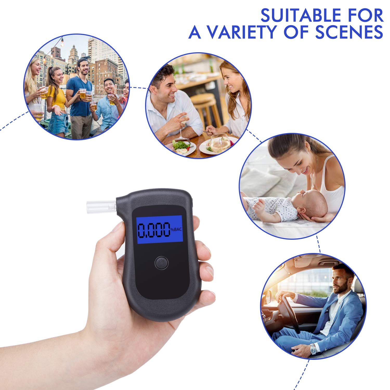 New Ethylotest AT810 Good Black Digital Alcohol Breath Analyzer Detector Tester Car-detector Alcoholimeter