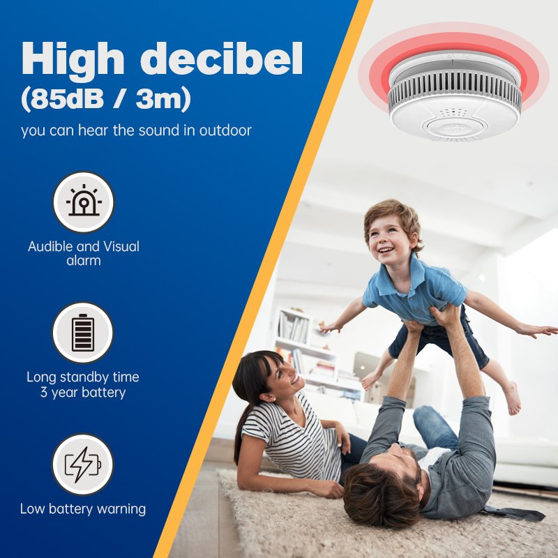 Portable Photoelectric Standalone Smoke Alarm Tester En 14604 Wireless 10 Year Smoke Detector Battery